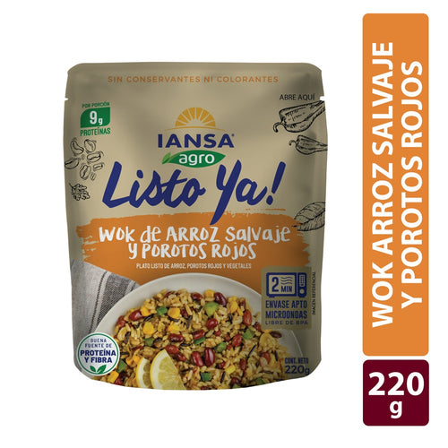 Platos Listo Instantáneos  Wok Arroz Salvaje Y Porotos Rojos 220 Gr