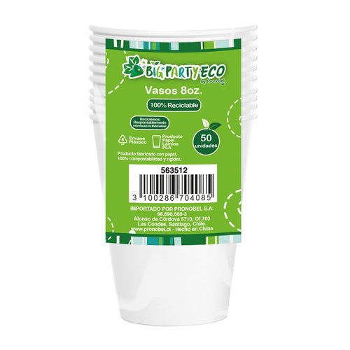 Vaso Blanco 8Oz Simple Plástico Eco 50 Un