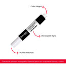Marcador Pizarra Recargable Punta Redonda Negro 4G