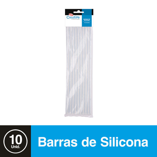 Silicona Barra Transparente 7.5 Mm 25Cm 10 Un