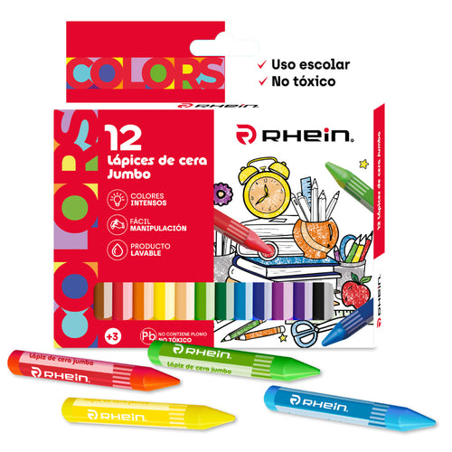 Lapices Cera Jumbo Triangular 12 Colores