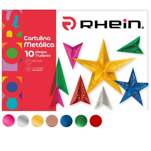 Carpeta Con Cartulina Metálica 24 X 32 Cm 10 Hojas 7 Colores Surtidos