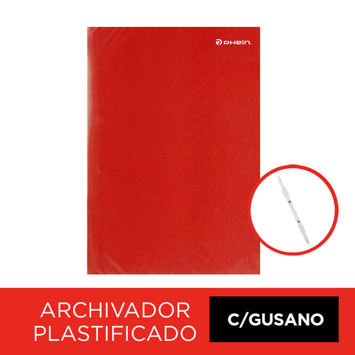 Archivador Plastificado Rojo Con Gusano