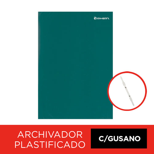 Archivador Plastificado Verde Con Gusano