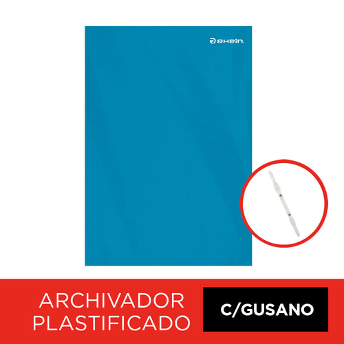 Archivador Plastificado Celeste Con Gusano