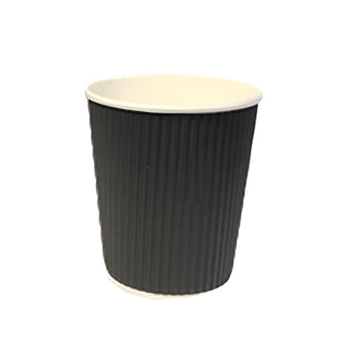 Vasos Polipapel Protector Corrugado Color Negro Bebidas Calientes 8 Oz 25 Un