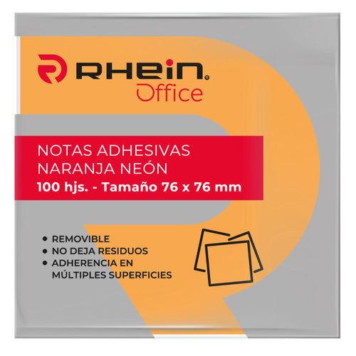 Nota Adhesiva 654 Naranjo Neón 76X76 Mm 1 Un 100 Hojas