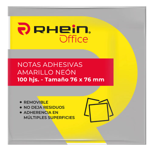Nota Adhesiva 654 Amarillo Neón 76X76 Mm 1 Un 100 Hojas