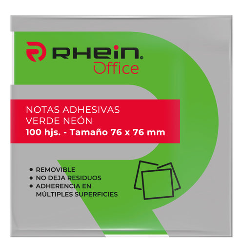 Nota Adhesiva 654 Verde Neón 76X76 Mm 1 Un 100 Hojas
