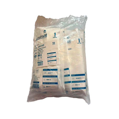 Apósito De Gasa Tejida Algodon Esterilizada 20x25 Cm Bolsa 10 Un
