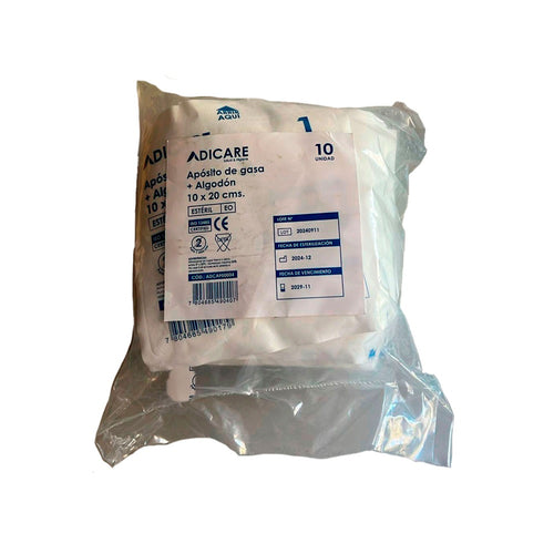 Apósito De Gasa Tejida Algodon Esterilizada 10x20 Cm Bolsa 10 Un