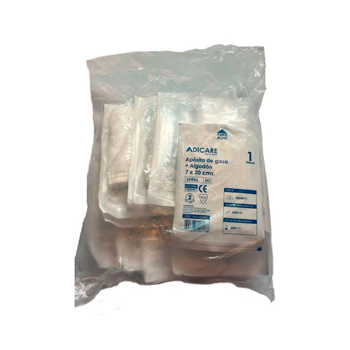 Apósito De Gasa Tejida Algodon Esterilizada 7x20 Cm Bolsa 10 Un