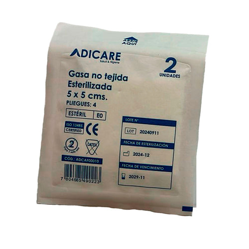 Gasa No Tejida Algodón Esterilizada 5x5 Cm Caja 50 Un