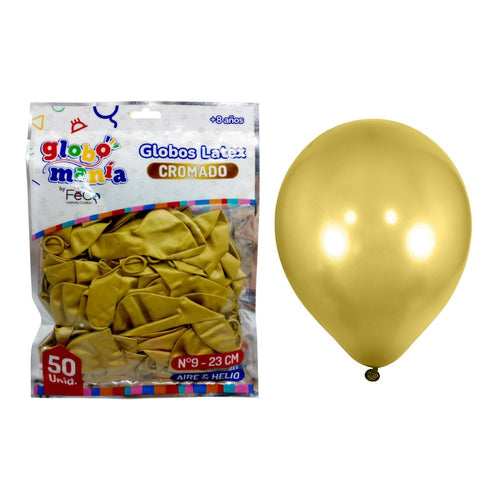 Globo N° 9 Perlado Dorado 50 Un