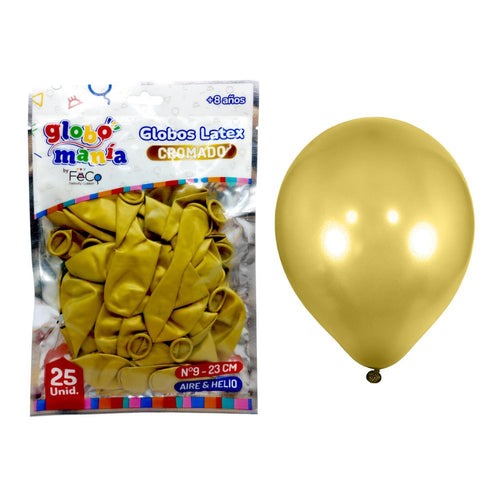 Globo N° 9 Perlado Dorado 25 Un