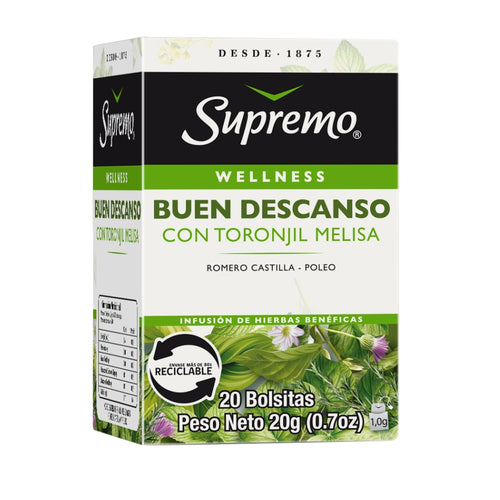 Infusión Hierbas Buen Descanso Toronjil Melisa 20 Bolsas