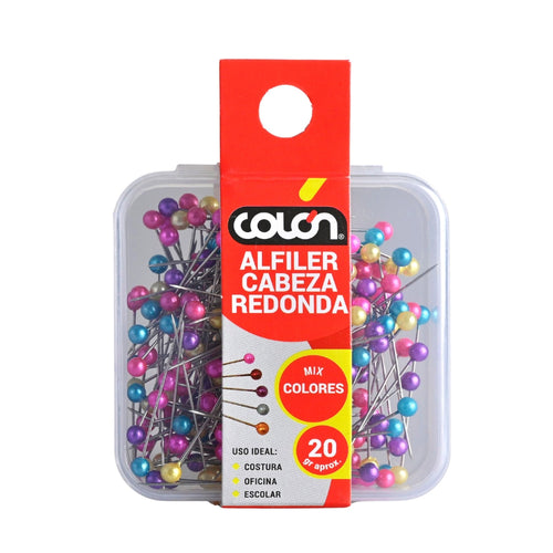 Alfiler Cabeza Redonda Colores 20 Gr