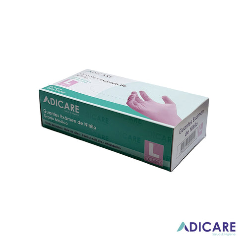 Guante Nitrilo Desechables Rosado Talla L 100 Un