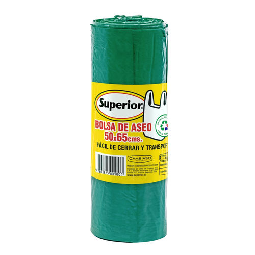 Bolsa Basura Con Asa Verde Rollo 50X65 10 Un