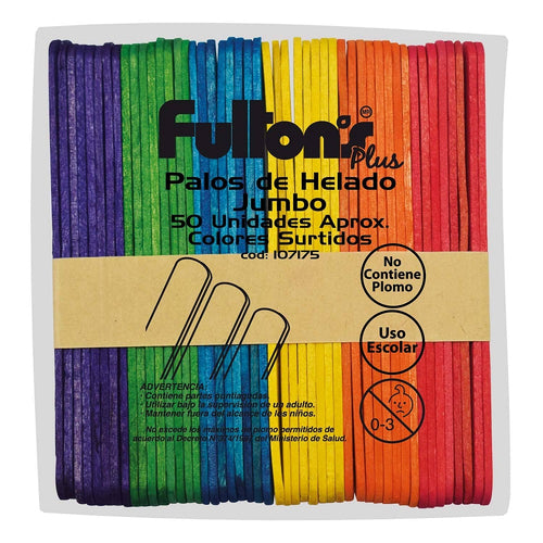 Palos De Helado Colores Surtidos Jumbo 50 Un