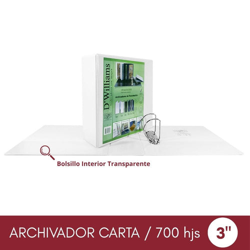 Archivador Catálogo Carta 2 Aros 3.0 Blanco