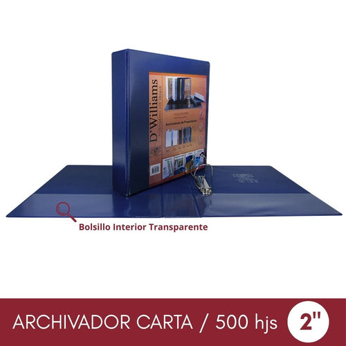 Archivador Catálogo Carta 2 Aros 2.0 Azul