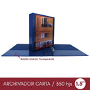 Archivador Catálogo Carta 2 Aros 1.5 Azul