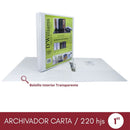Archivador Catálogo Carta 2 Aros 1.0 Blanco 220 Hojas