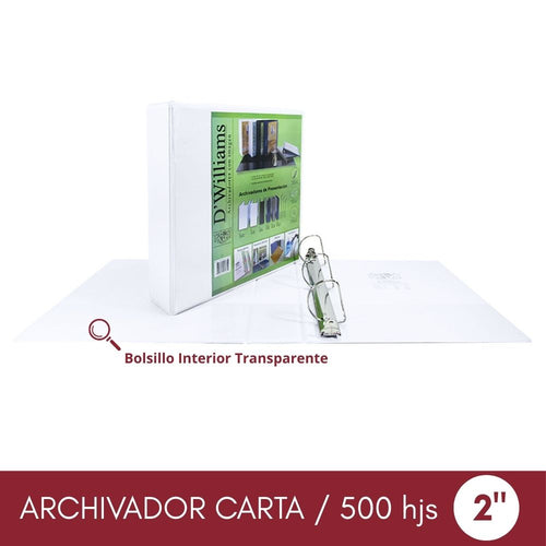Archivador Catálogo Carta 3 Aros 2.0 Blanco 500 Hojas