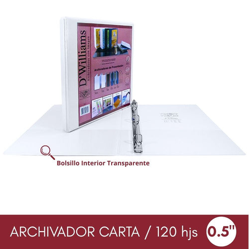 Archivador Catálogo Carta 3 Aros 0.5 Blanco 150 Hojas