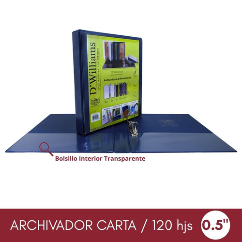 Archivador Catálogo Carta 2 Aros 0.5 Azul