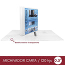Archivador Catálogo Carta 2 Aros 0.5 Blanco 150 Hojas