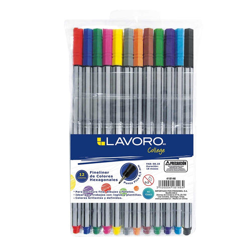 Lápiz Fibra Set 12 Colores 0,5 Mm