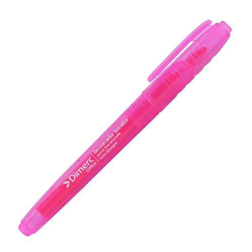 Destacador Bolsillo Rosado Punta Biselada Fina
