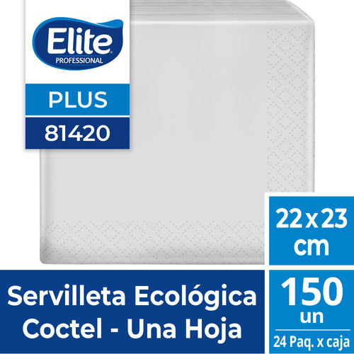 Servilleta Cóctel Ecológica Hoja Simple 24 Paquetes x 150 Un