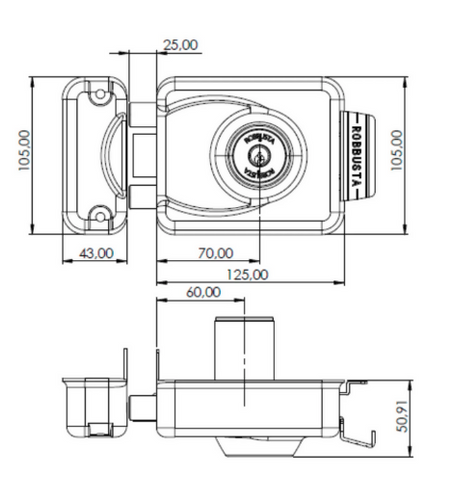 Cerradura Sobreponer Robbusta 7100 - Reja