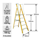 Escalera Fibra Vidrio Plataforma 5 Peldaños Con Baranda