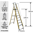 Escalera Fibra De Vidrio Plataforma Con Baranda Doble 8 Peldaños Magna