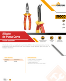 ALICATE DE PUNTA CURVA INDUSTRIAL AISLADO VDE 200MM/8