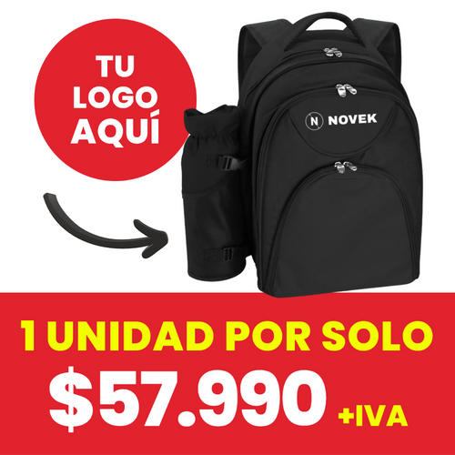 Mochila-Cooler De Picnic 4 Personas Negro ( Impresion Full color)