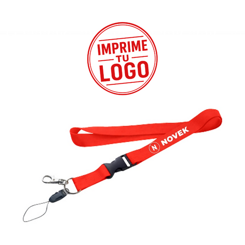Lanyard Premium Texturado (Rojo, Impresion Un Color)