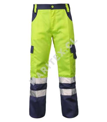 Pantalon Gabardina Azul/Amarillo Fluor M