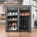 Zapatera Portatil 2 Puertas 7 Repisas 90x93x30 cm Gris oscuro