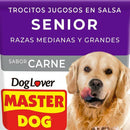 Alimento humedo trocitos jugosos para perros senior, sabor carne 85g