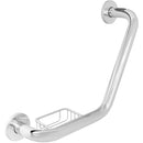 Barra de seguridad curva para bano con jabonera 55 cm cromado