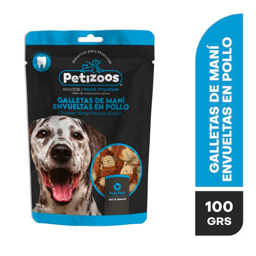 Comida para Perros Snack Para Perros Galletas De Mani Envueltas En Pollo 100 Gr