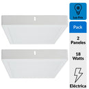 Pack 2 Panel Led Sobrepuesto Cuadrado Blanco 18W Luz Fria