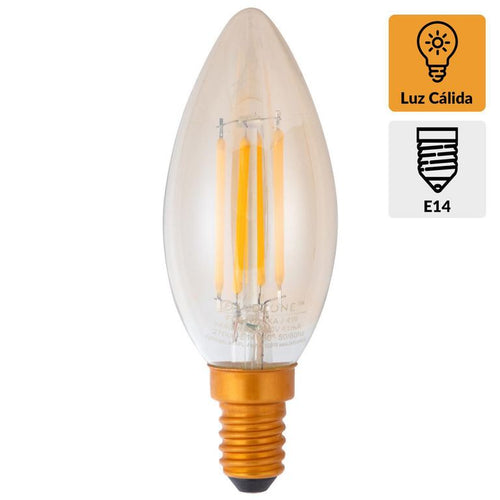 Ampolleta Led Vintage Vela 4 W E14 440 Lm Luz Calida