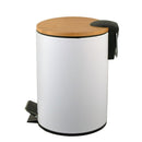 Basurero Tapa Bambu 3 Litros Plastico Blanco
