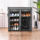 Zapatera Portatil 2 Puertas 7 Repisas 90x93x30 cm Gris oscuro